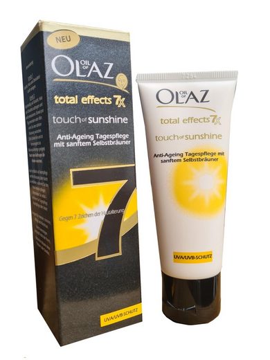 OLAZ Tagescreme Total Effects Touch of Sunshine Tagescreme mit Selbstbräuner 40ml Anti-Aging Creme für natürliche & fleckenfreie Bräune, straffung, jüngeres Aussehen, Anti Falten Hautcreme mit Vitamin E