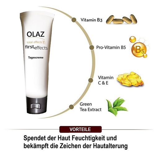 OLAZ Tagescreme Total Effects first effects 7in1 40ml leichte Anti-Aging Tagescreme mit Vitamin E, Vitamin B3 und Pro-Vitamin B5