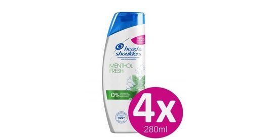 Head and Shoulders Haarshampoo Menthol Fresh Anti-Schuppen Shampoo Set 4x280ml Haarpflege, 4 tlg.