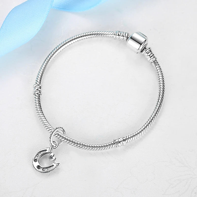 Original 925 Sterling Silber Charms Glückssymbol Anhänger Hamsa Hand Perlen Fit Pandora Armbänder Halsketten Diy Schmuck für Frauen