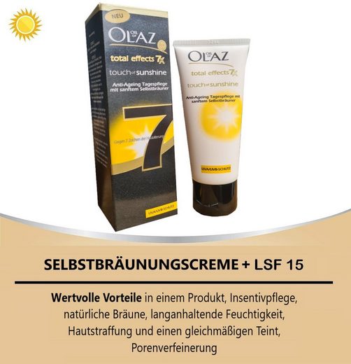 OLAZ Tagescreme Total Effects Touch of Sunshine Tagescreme mit Selbstbräuner 40ml Anti-Aging Creme für natürliche & fleckenfreie Bräune, straffung, jüngeres Aussehen, Anti Falten Hautcreme mit Vitamin E