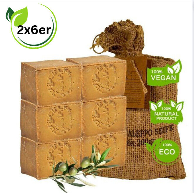 12x200g (2,4 kg) Originale Aleppo-Seife 35% Lorbeeröl + 65% Olivenöl