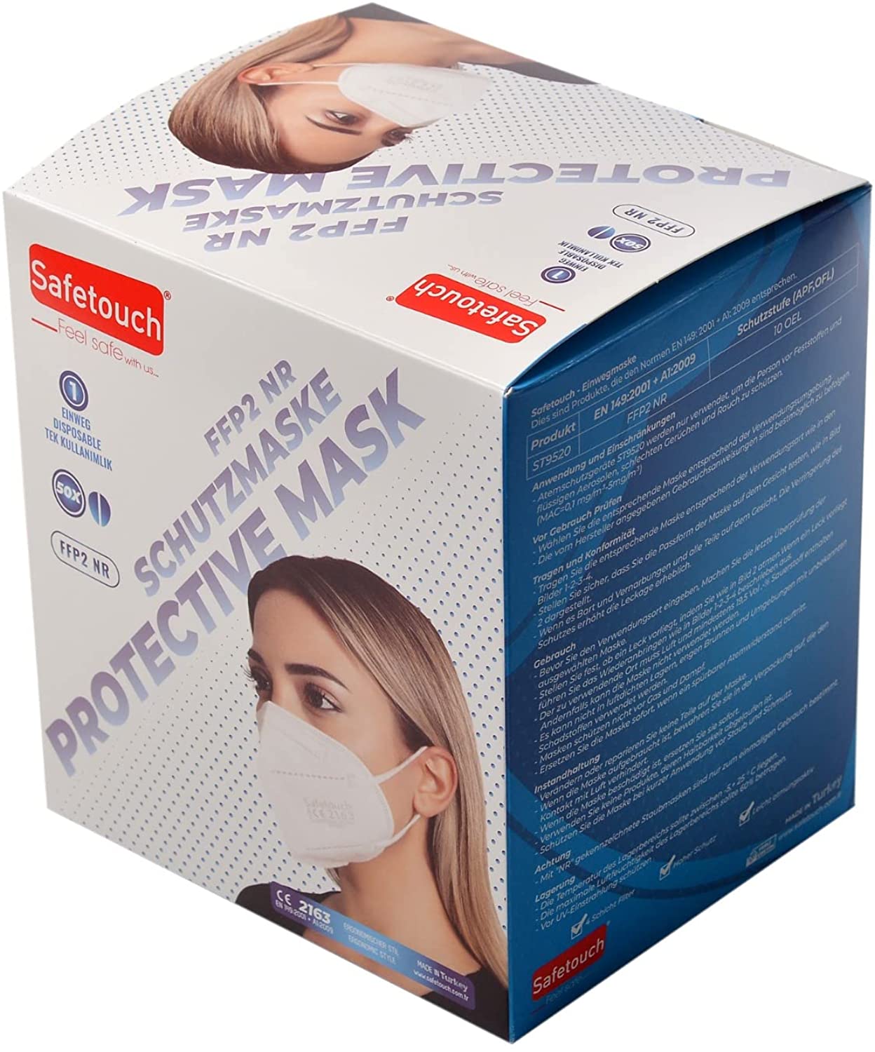 Safetouch FFP2 Maske - 5 Lagen Weiß (1x50)