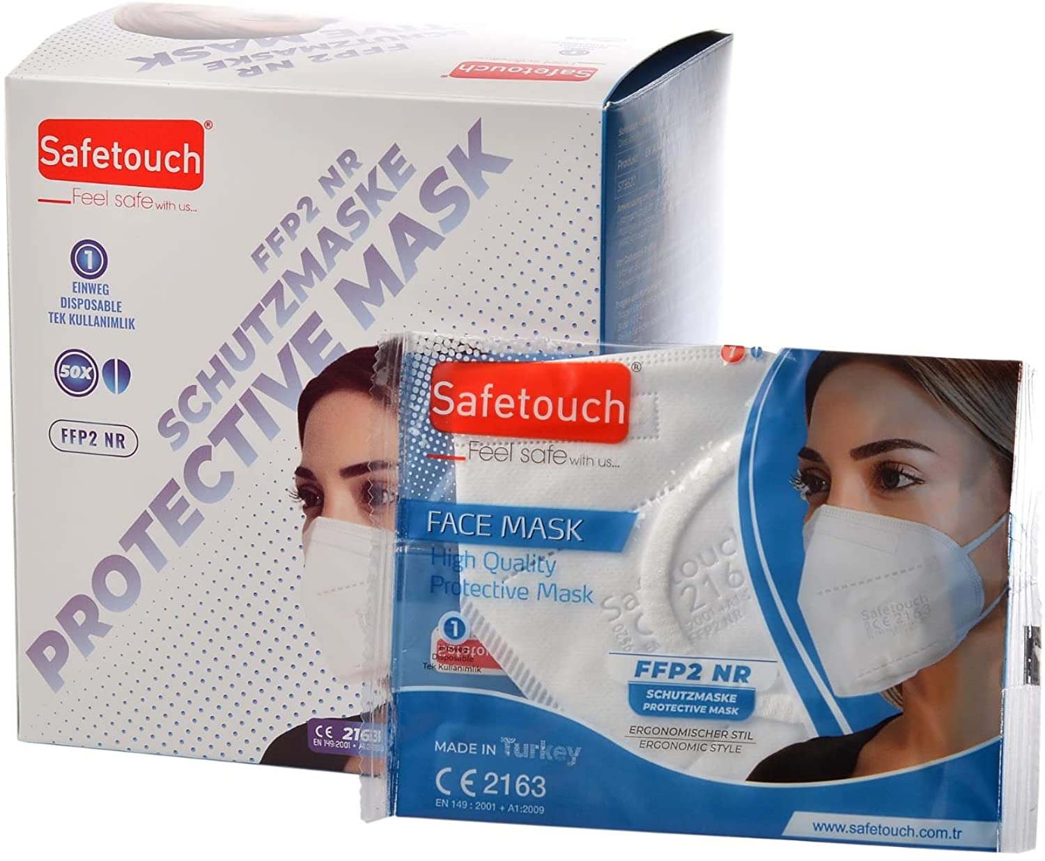 Safetouch FFP2 Maske - 5 Lagen Weiß (1x50)