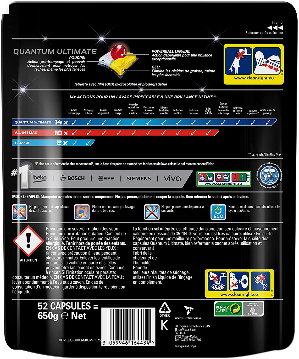 Finish Ultimate Quantum Zitrone Reinigungsmittel für Spülmaschine (52 Tabs)